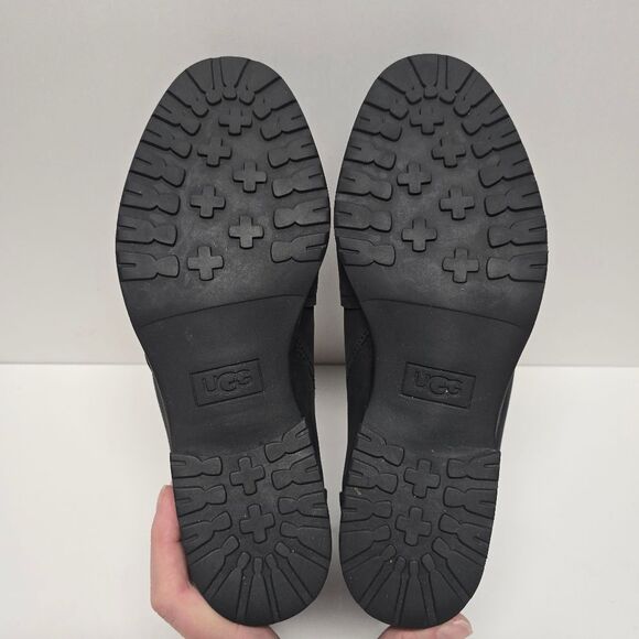 UGG Aureo Black Nubuck Leather Ankle Booties Boots Women's 8.5 - Picture 7 of 8